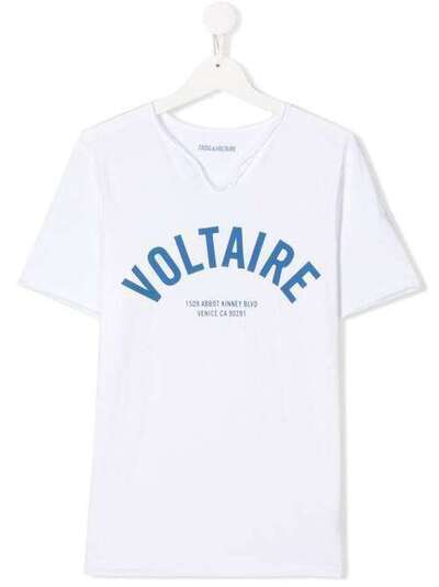 Zadig & Voltaire Kids футболка с логотипом и пуговицами на воротнике X2520410B