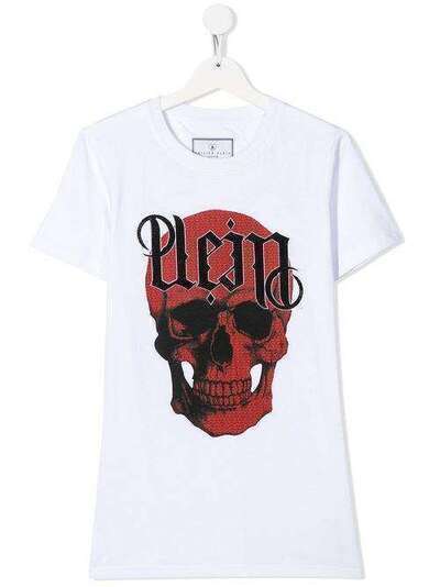 Philipp Plein Junior футболка с принтом Gothic Skull S20CBTK0855PJY002N