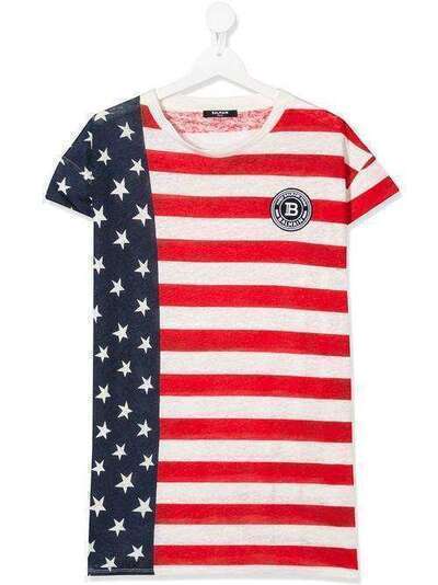Balmain Kids футболка с принтом American Flag 6M8821MX640999
