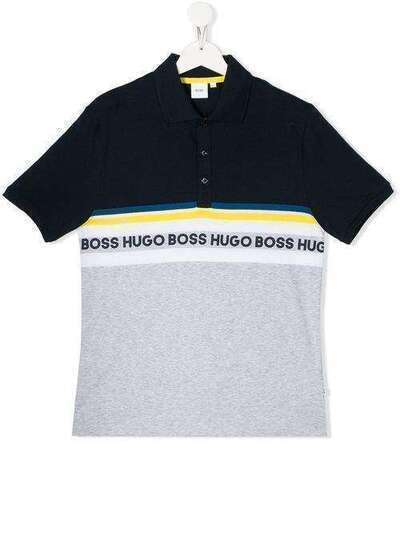 Boss Kids рубашка-поло в стиле колор-блок с логотипом J25E92V41