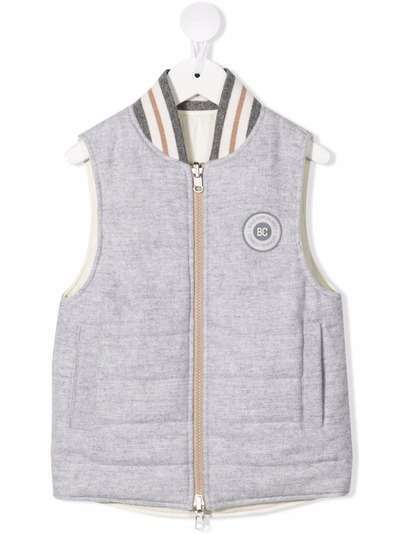 Brunello Cucinelli Kids дутый жилет с нашивкой-логотипом