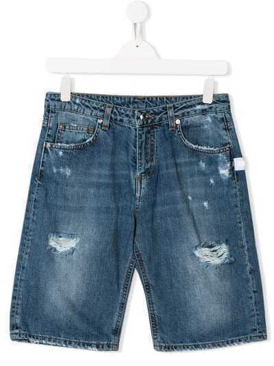 Gcds Kids состаренные джинсовые шорты 19519