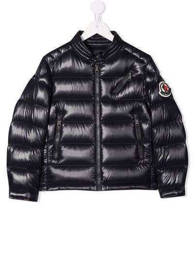 Moncler Enfant пуховик с нашивкой-логотипом