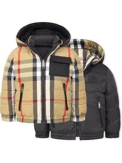 Burberry Kids двусторонний пуховик в клетку