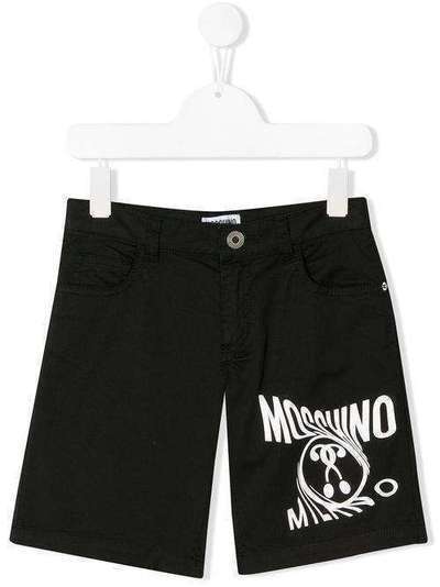 Moschino Kids TEEN swirl logo print shorts HUQ00ALPC01