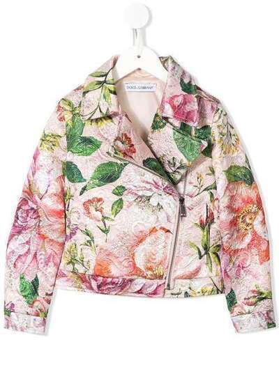 Dolce & Gabbana Kids байкерская куртка с цветочным принтом L51B44HSM2R