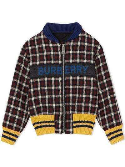 Burberry Kids клетчатая куртка-бомбер с логотипом 8011828