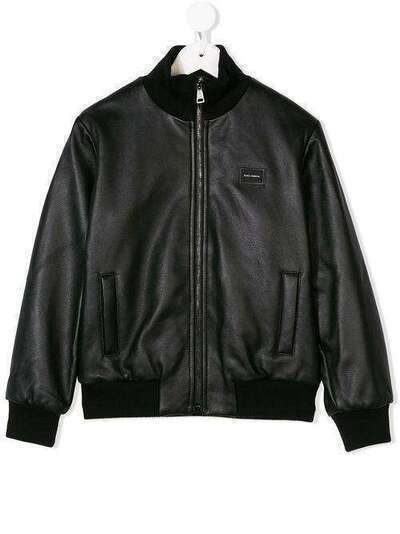 Dolce & Gabbana Kids leather bomber jacket L4JBT8G7NLM