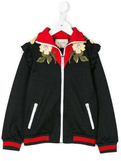 Gucci Kids куртка бомбер с цветочной вышивкой 479429X9A51