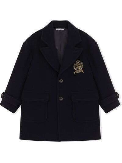 Dolce & Gabbana Kids однобортное пальто с нашивкой-логотипом