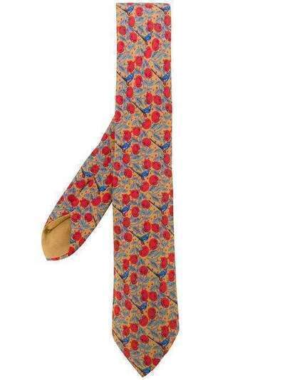 Hermès Pre-Owned галстук с принтом ягод и птиц HR150H