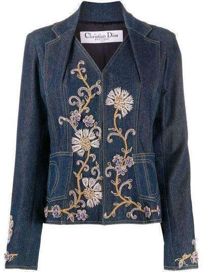 Christian Dior джинсовая куртка с цветочной вышивкой CVB20161