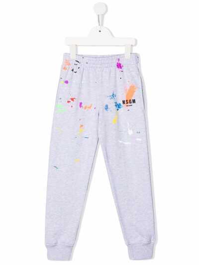 MSGM Kids paint splatter-print track trousers