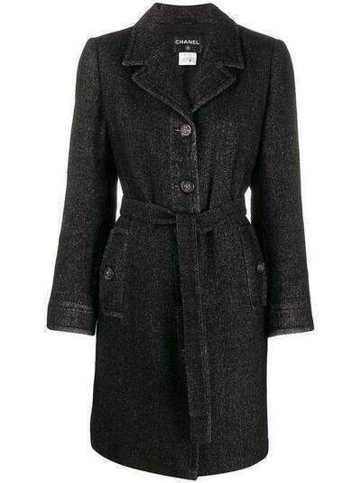 Chanel Pre-Owned твидовое пальто 2010-х годов с поясом CHA1600Q