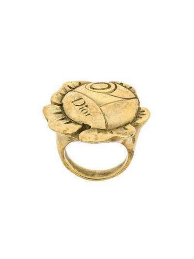 Christian Dior Pre-Owned кольцо в форме цветка с логотипом 130198