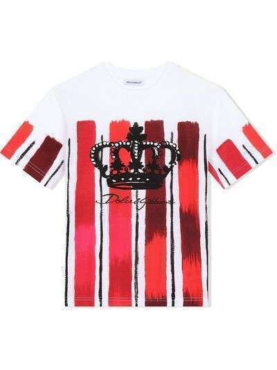 Dolce & Gabbana Kids футболка в полоску в логотипом DG Crown
