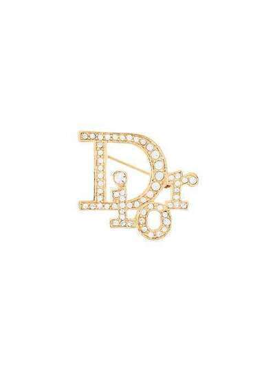 Christian Dior Pre-Owned декорированная брошь с логотипом 2403000607077