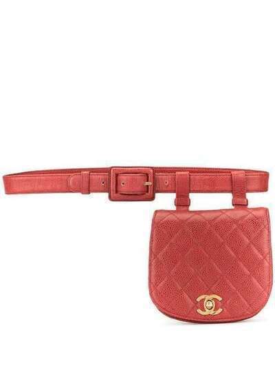Chanel Pre-Owned стеганая поясная сумка с логотипом CC 1838757