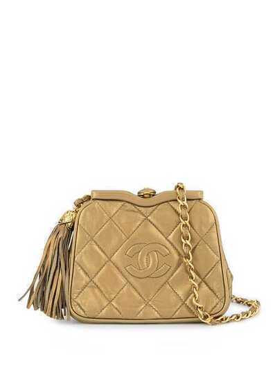 Chanel Pre-Owned стеганая сумка с логотипом СС и бахромой 1717194