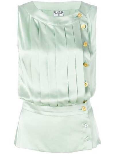 Chanel Pre-Owned блузка с пуговицами и складками CHN720