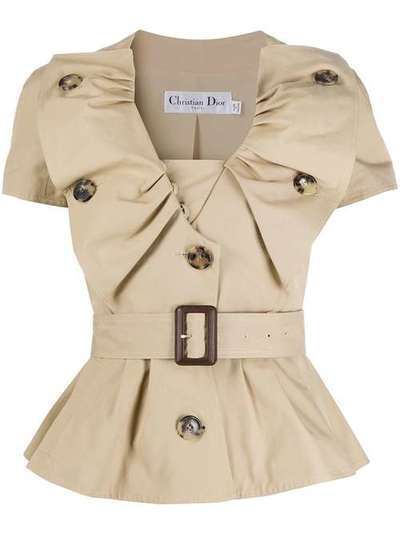 Christian Dior блузка 2000-х годов с оборками и поясом