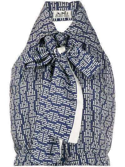 Hermès блузка с вырезом халтер и геометричным принтом pre-owned 130635