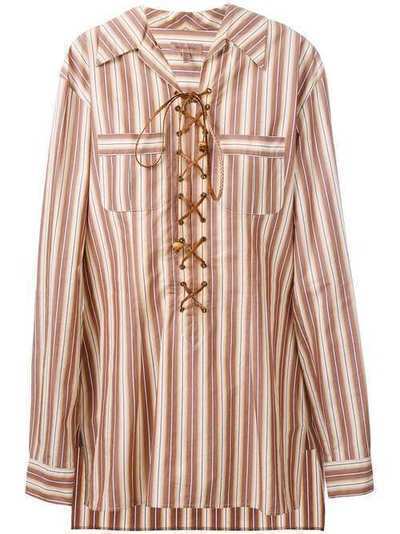 Romeo Gigli Pre-Owned полосатая рубашка-туника со шнуровкой GIG250L
