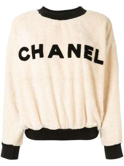 Chanel Pre-Owned фактурный джемпер с логотипом 28266381202G47