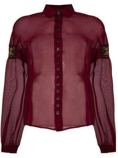 Romeo Gigli Pre-Owned прозрачная рубашка с вышитыми вставками ROM250T