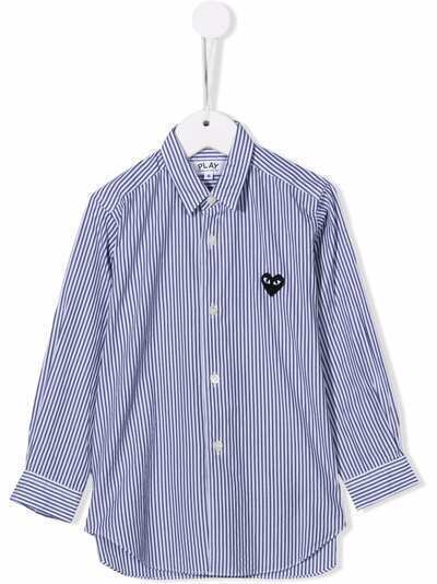 Comme Des Garçons Play Kids полосатая рубашка с нашивкой-логотипом