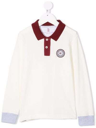 Brunello Cucinelli Kids рубашка поло с нашивкой-логотипом