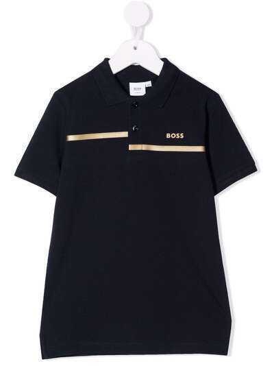 BOSS Kidswear рубашка поло с логотипом металлик