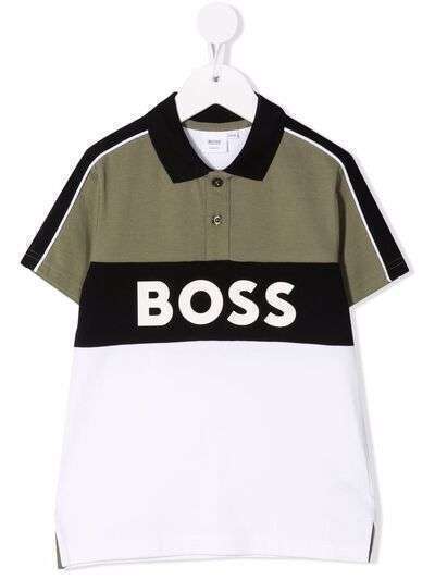 BOSS Kidswear рубашка поло в стиле колор-блок с логотипом