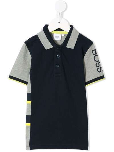 BOSS Kidswear рубашка поло в стиле колор-блок с логотипом