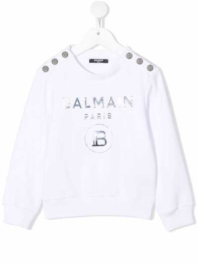 Balmain Kids толстовка с тисненым логотипом