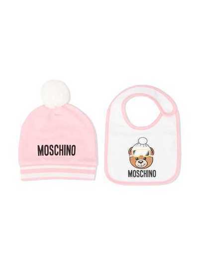 Moschino Kids комплект из шапки бини и нагрудника MUY02JLDA14