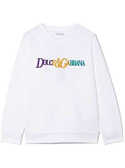 Dolce & Gabbana Kids толстовка с круглым вырезом и вышитым логотипом