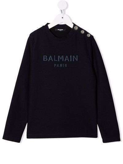 Balmain Kids толстовка с вышитым логотипом