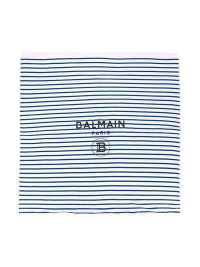 Balmain Kids одеяло в полоску с логотипом 6M0830MB430100BL