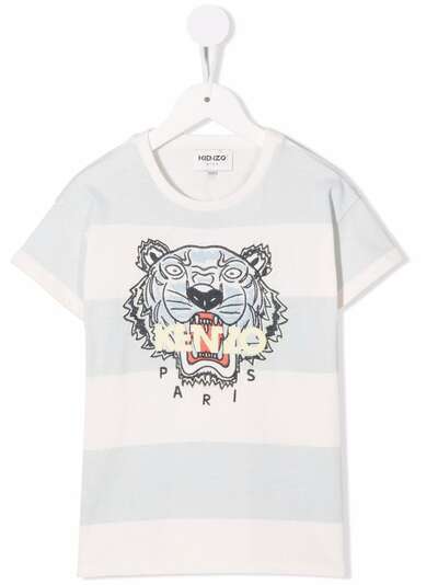 Kenzo Kids футболка в полоску с принтом Tiger