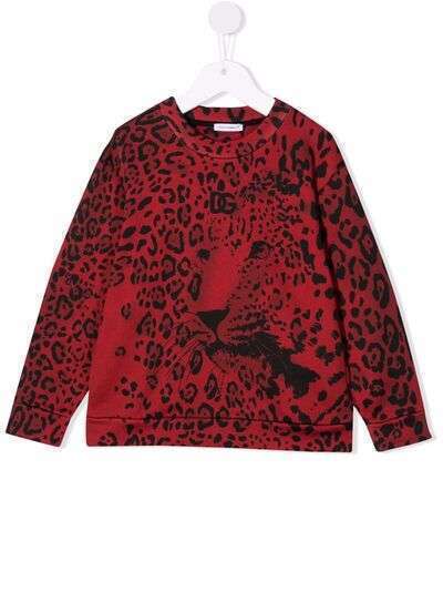 Dolce & Gabbana Kids футболка с длинными рукавами и леопардовым принтом