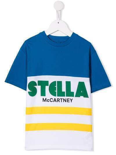Stella McCartney Kids футболка в полоску с логотипом