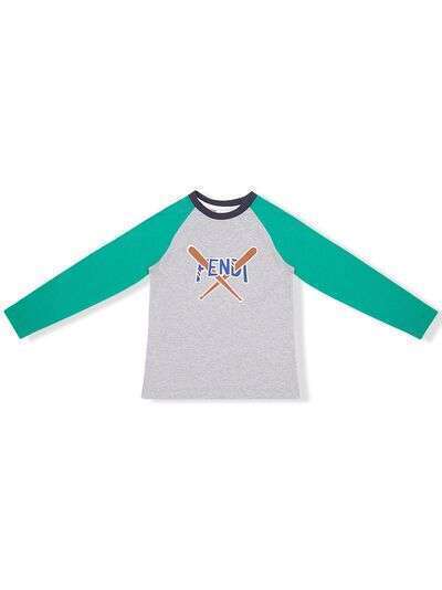 Fendi Kids baseball bat and logo print T-shirt