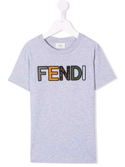 Fendi Kids футболка с вышитым логотипом