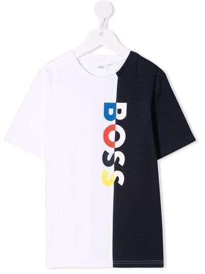 BOSS Kidswear футболка в стиле колор-блок с логотипом