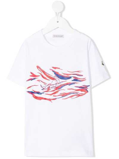 Moncler Enfant футболка с абстрактным принтом