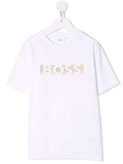 BOSS Kidswear футболка с логотипом металлик