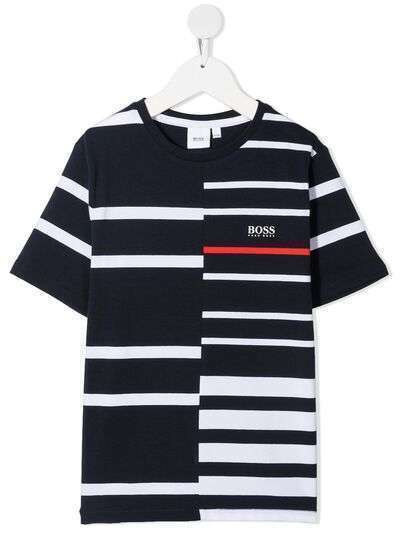 BOSS Kidswear полосатая футболка с логотипом