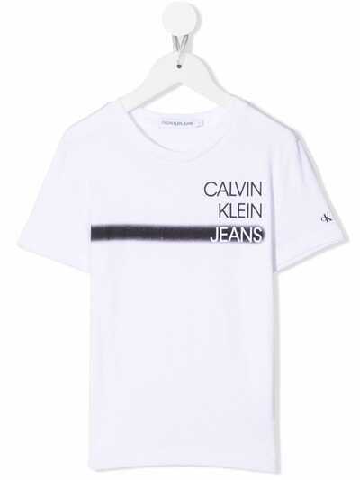 Calvin Klein Kids футболка с контрастными полосками и логотипом