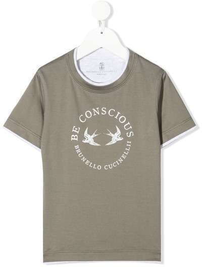 Brunello Cucinelli Kids футболка Be Conscious с логотипом